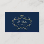 青と金ゴールドフェイクの華美グリッター枠ビジネスC 名刺 (正面)