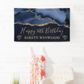 青と金ゴールドフェイクグリッターアゲートマーブルスウィート16 横断幕 (インサイチュ)