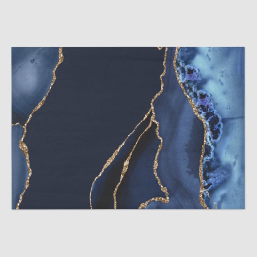 青と金ゴールドフェイクグリッターマーブルゲート 薄葉紙 (正面)