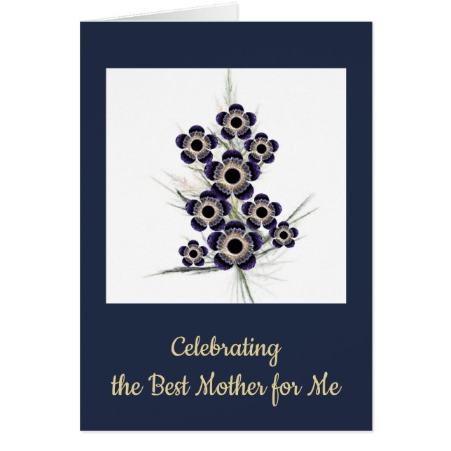 青と金ゴールドフラクタルアートフローラブーケ (正面)