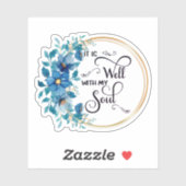 青と金ゴールドフローラのフレーム シール (シート)