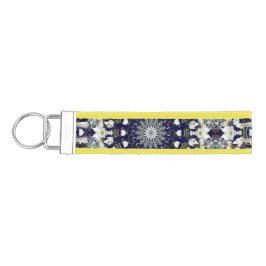 青と金ゴールドフローラ曼荼羅 リストバンドキーホルダー