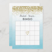 青と金ゴールドブライダルシャワー備後カード 招待状 (正面/裏面)