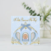 青と金ゴールドプリンスアフリカ系アメリカ人ベビーシャワー 招待状 (スタンド正面)