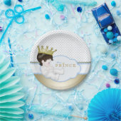 青と金ゴールドプリンスベビーシャワー ペーパープレート (パーティー)