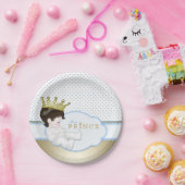 青と金ゴールドプリンスベビーシャワー ペーパープレート (パーティー)