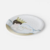 青と金ゴールドプリンスベビーシャワー ペーパープレート (アングル)