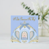 青と金ゴールドプリンスベビーシャワー 招待状 (スタンド正面)