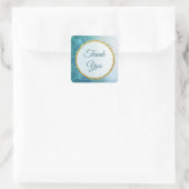 青と金ゴールドマンダラありがとうシール スクエアシール (バッグ)