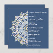 青と金ゴールドマンダラブライダルシャワー招待 招待状 (正面/裏面)