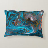 青と金ゴールドマーブル。金大理石リク アクセントクッション (裏面)