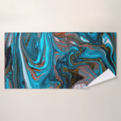 青と金ゴールドマーブル。金大理石リク バスタオル (バスタオル)