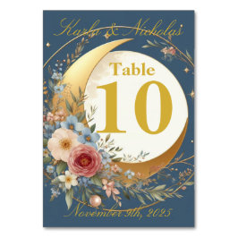 青と金ゴールドムーンフラワー結婚ズ テーブルナンバー