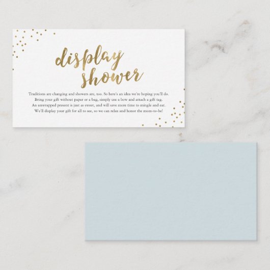 青と金ゴールドモダンがシャワーを表示 エンクロージャーカード (正面/裏面)