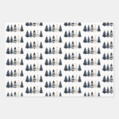 青と金ゴールドモダンのメリークリスマスツリー ラッピングペーパーシート (正面3)