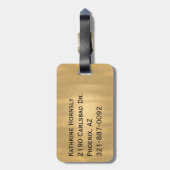 青と金ゴールドモダンのモノグラムの荷札 ラゲッジタグ (裏面縦)