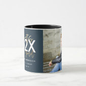 青と金ゴールドモダンの写真の卒業 マグカップ (中央)