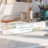 青と金ゴールドモダンの水彩事業 デスクネームプレート