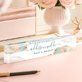 青と金ゴールドモダンの水彩事業 デスクネームプレート