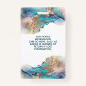 青と金ゴールドモダンの水色サロンID バッジ (裏面)