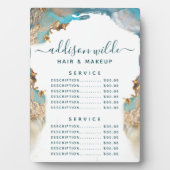 青と金ゴールドモダンの液体インク価格メニュー フォトプラーク (正面)