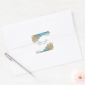 青と金ゴールドモダンの液体水カラーインク スクエアシール (封筒)