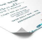 青と金ゴールドモダンの液体水カラーインク ポスター (角)