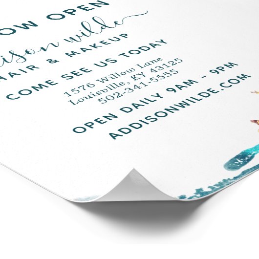 青と金ゴールドモダンの液体水カラーインク ポスター (角)