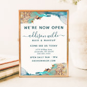 青と金ゴールドモダンの液体水カラーインク ポスター