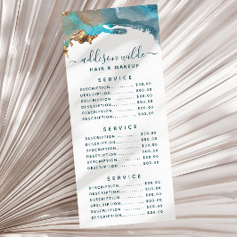 青と金ゴールドモダンの液体水カラーインク ラックカード