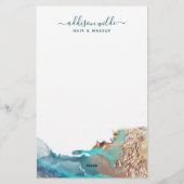 青と金ゴールドモダンの液体水カラーインク 便箋 (裏面)