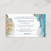 青と金ゴールドモダンの液体水カラーインク 紹介カード (裏面)