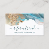 青と金ゴールドモダンの液体水カラーインク 紹介カード (正面)