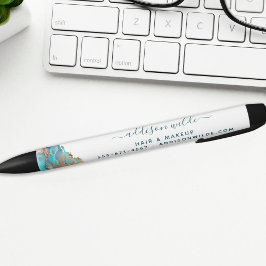 青と金ゴールドモダンの液体水カラーインク 黒ボールペン