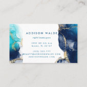 青と金ゴールドモダンアート液体水彩インク 名刺 (裏面)