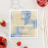 青と金ゴールドモダン色男の赤ちゃんバプテスマ スタンダードランチョンナプキン (インサイチュ)