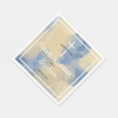 青と金ゴールドモダン色男の赤ちゃんバプテスマ スタンダードランチョンナプキン (角)