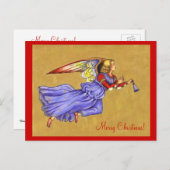 青と金ゴールドルネッサンスエンジェルクリスマスポストカード シーズンポストカード (正面/裏面)