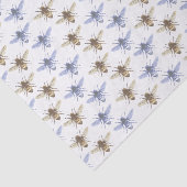 青と金ゴールドヴィンテージミツバチのパターンのアパート 薄葉紙 (詳細)