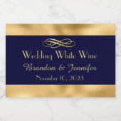 青と金ゴールド丸ワイン スパークリングワインラベル (シングルラベル)