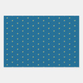 青と金ゴールド千鳥格子のラッピング紙セット ラッピングペーパーシート (正面)