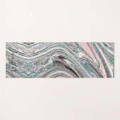 青と金ゴールド大理石グリッター旋回名前をカスタムする ヨガマット (正面(横))