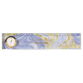 青と金ゴールド大理石パーソナライズされた デスクネームプレート (正面)