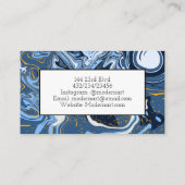 青と金ゴールド大理石モダン抽象芸術流動的アート 名刺 (裏面)