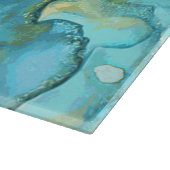 青と金ゴールド大理石 カッティングボード (角)