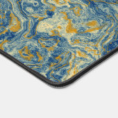 青と金ゴールド大理石 デスクマット (コーナー)