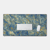 青と金ゴールド大理石 デスクマット (キーボード&マウス)