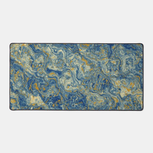 青と金ゴールド大理石 デスクマット (正面)