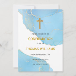 青と金ゴールド少年の確認 招待状