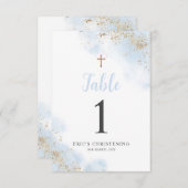 青と金ゴールド少年《キリスト教》洗礼式や命名式バプティステーブル番号 エンクロージャーカード (正面/裏面)